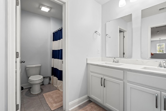 405 Spring View Ct, Little River, SC 29566 - bathroom with double vanity, tile patterned flooring, and curtained shower