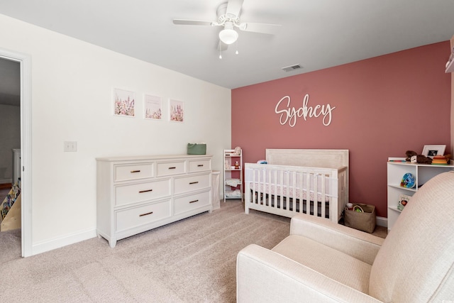405 Spring View Ct, Little River, SC 29566 - bedroom featuring carpet floors, a crib, and ceiling fan