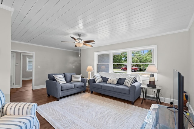 4325 Ellis Ave, Little River, SC 29566 - living room with healthy amount of natural light, wood finished floors, ornamental molding, and ceiling fan