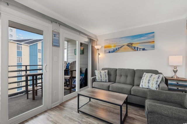 920 N Waccamaw Dr Unit 2310, Murrells Inlet, SC 29576 - living room featuring ornamental molding and wood finished floors