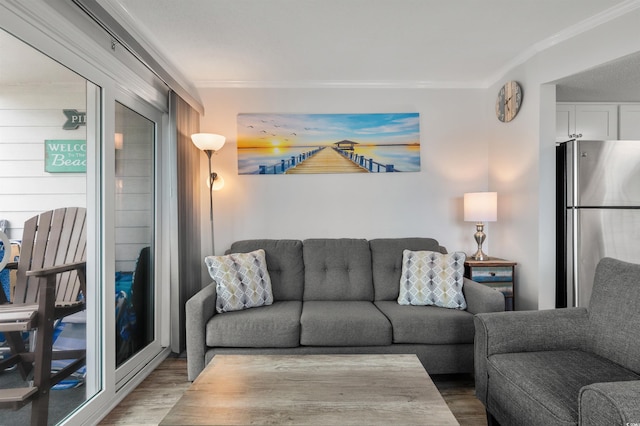 920 N Waccamaw Dr Unit 2310, Murrells Inlet, SC 29576 - living room featuring wood finished floors and ornamental molding