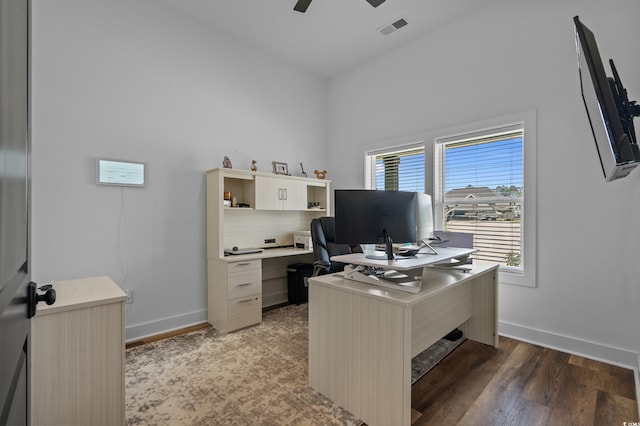 1253 Kenworth Cir, Conway, SC 29526 - office with wood finished floors and a ceiling fan