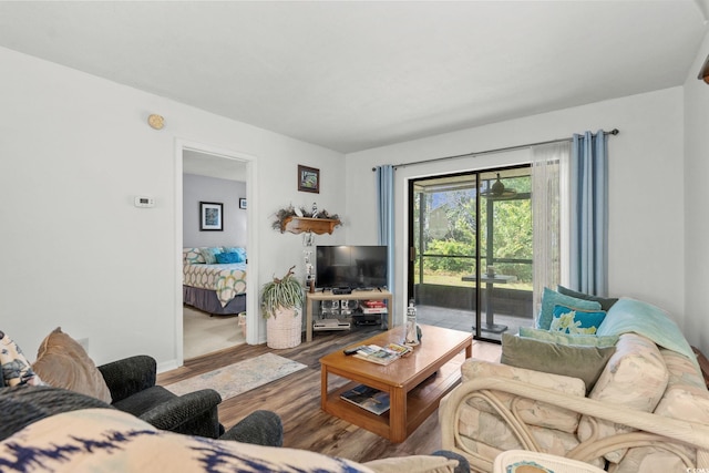 1101 2nd Ave N Unit 1501, Surfside Beach, SC 29575 - living room with wood finished floors and baseboards
