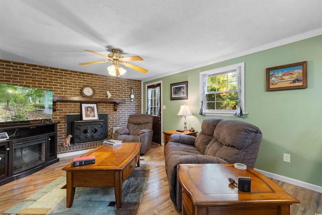1272 Park Hill Dr, Conway, SC 29526 - living room featuring a ceiling fan, wood finished floors, and ornamental molding