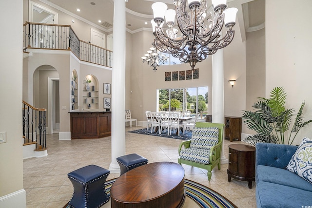 1503 Cadiz Dr, Myrtle Beach, SC 29579 - lobby with a towering ceiling, crown molding, and stairway