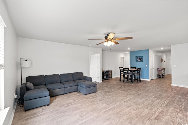 821 Twickenham Loop, Longs, SC 29568 - living room featuring light wood-style floors, ceiling fan, and recessed lighting