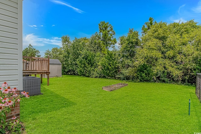 175 Cypress Ln, Little River, SC 29566 - view of grassy yard with a vegetable garden and a shed