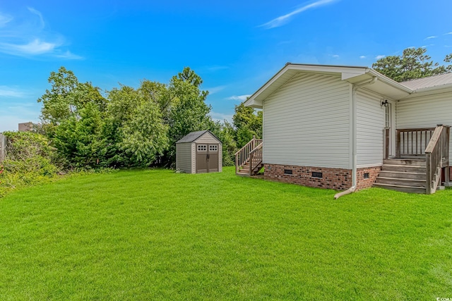 175 Cypress Ln, Little River, SC 29566 - view of grassy yard featuring a shed and stairway
