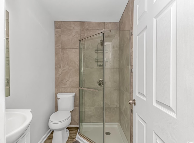 175 Cypress Ln, Little River, SC 29566 - full bathroom with a shower stall, vanity, and wood finished floors