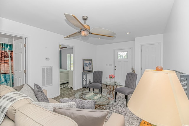 175 Cypress Ln, Little River, SC 29566 - living room featuring ceiling fan, plenty of natural light, wood finished floors, and recessed lighting