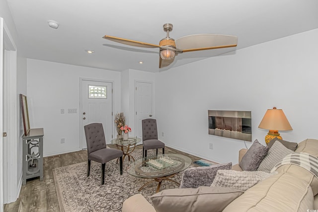 175 Cypress Ln, Little River, SC 29566 - living room featuring wood finished floors, a ceiling fan, and recessed lighting