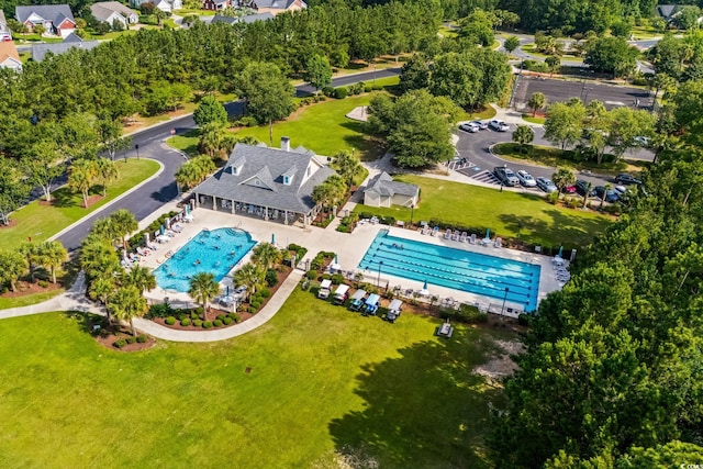 5008 Hayes Bay Ct, Murrells Inlet, SC 29576 - bird's eye view of a pool area and a tree filled landscape