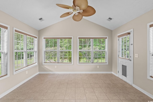 5008 Hayes Bay Ct, Murrells Inlet, SC 29576 - unfurnished sunroom featuring vaulted ceiling and tile patterned flooring