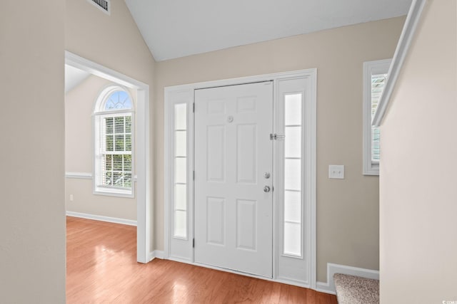 5008 Hayes Bay Ct, Murrells Inlet, SC 29576 - entrance foyer with lofted ceiling and light wood-style floors