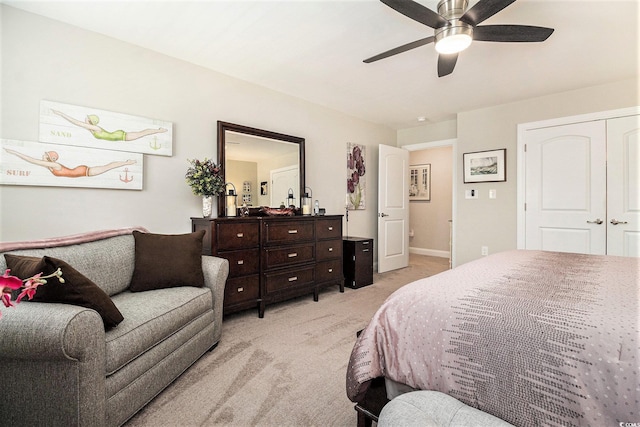 800 Monarch Dr Unit 49, Myrtle Beach, SC 29588 - bedroom with light carpet and a ceiling fan