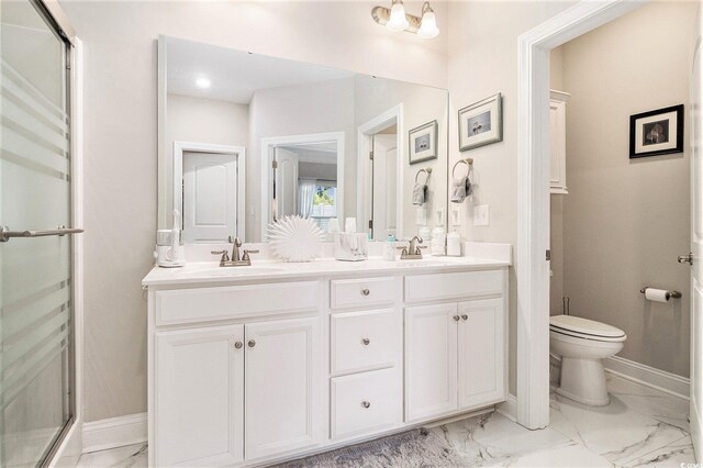 800 Monarch Dr Unit 49, Myrtle Beach, SC 29588 - bathroom with marble finish flooring, double vanity, and a stall shower