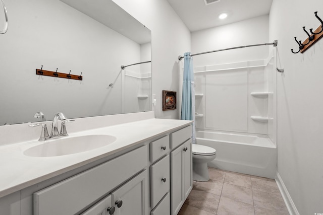 892 Harrison Mill St, Myrtle Beach, SC 29579 - full bath featuring vanity, shower / tub combo, tile patterned flooring, and recessed lighting