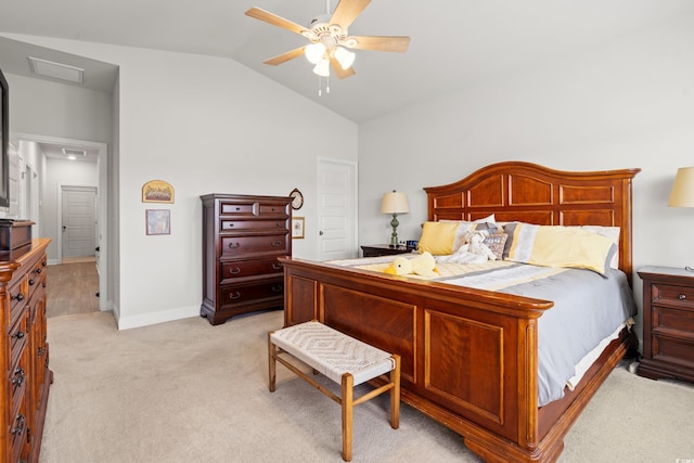 892 Harrison Mill St, Myrtle Beach, SC 29579 - bedroom featuring lofted ceiling, light colored carpet, attic access, and ceiling fan