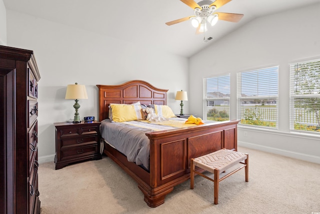 892 Harrison Mill St, Myrtle Beach, SC 29579 - bedroom featuring light carpet, lofted ceiling, and a ceiling fan