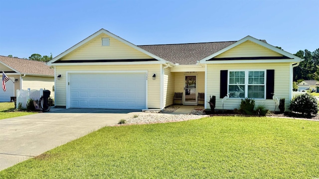 1300 Ruddy Ct, Conway, SC 29527 - view of front of home with a front yard, a garage, driveway, and roof with shingles