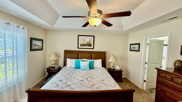 1300 Ruddy Ct, Conway, SC 29527 - carpeted bedroom with a raised ceiling and a ceiling fan