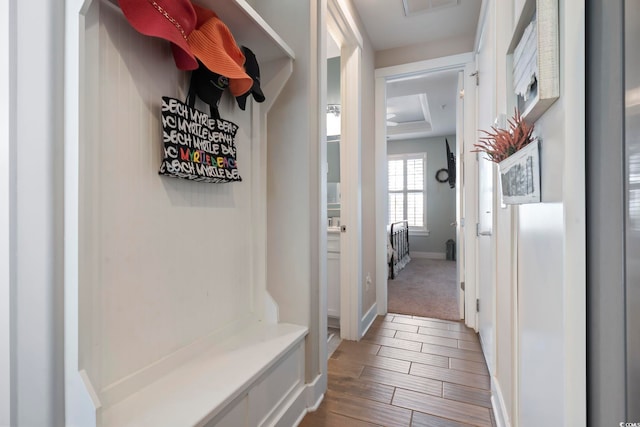 6624 Lagoon Pl, Myrtle Beach, SC 29572 - mudroom with wood finished floors and a raised ceiling