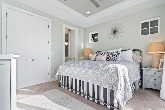 6624 Lagoon Pl, Myrtle Beach, SC 29572 - bedroom with carpet flooring, a closet, and ceiling fan