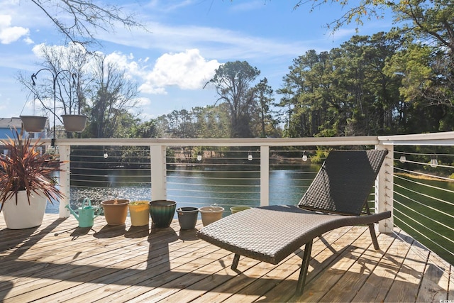 6624 Lagoon Pl, Myrtle Beach, SC 29572 - wooden deck with a water view