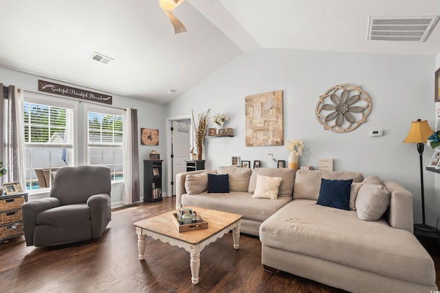 2395 Morlynn Dr, Myrtle Beach, SC 29577 - living area with lofted ceiling and dark wood-style floors