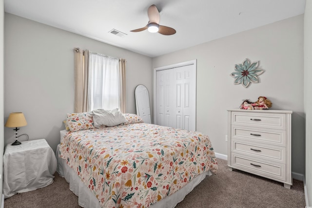 2395 Morlynn Dr, Myrtle Beach, SC 29577 - bedroom with carpet flooring, a closet, and a ceiling fan