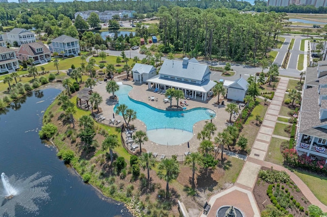 8148 Living Tide Dr, Myrtle Beach, SC 29572 - aerial view of a pool area and a nearby body of water