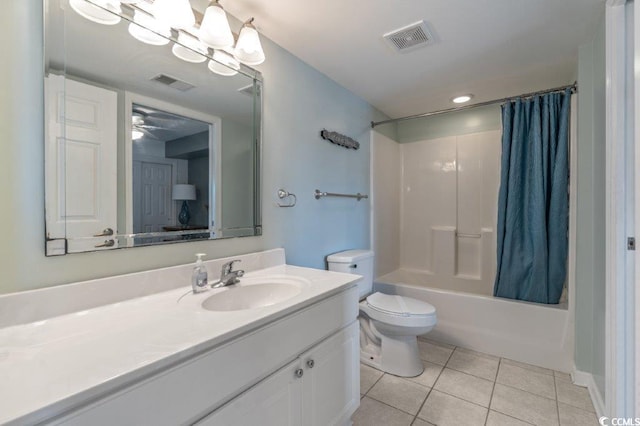 5404 N Ocean Blvd Unit 11-D, North Myrtle Beach, SC 29582 - full bath with tile patterned flooring, vanity, shower / bath combo with shower curtain, and recessed lighting
