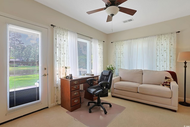 112 Birchwood Ln, Conway, SC 29526 - home office featuring plenty of natural light, carpet flooring, and a ceiling fan