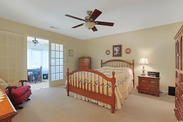 112 Birchwood Ln, Conway, SC 29526 - bedroom featuring a desk, light colored carpet, ceiling fan, and access to outside