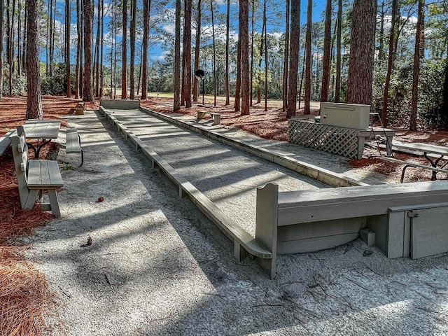 112 Birchwood Ln, Conway, SC 29526 - deck with a bocce ball area and view of wooded area
