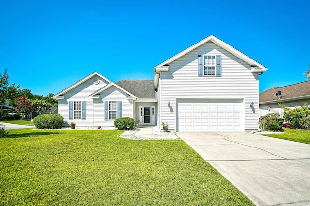 501 Painted Duck Ct, Myrtle Beach, SC 29588 - traditional home with concrete driveway, a front lawn, and an attached garage