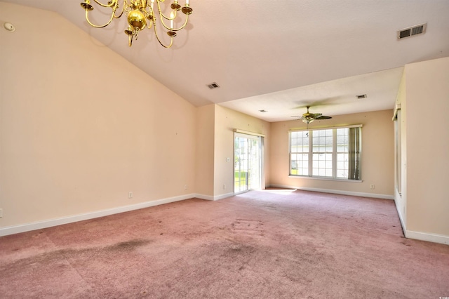 501 Painted Duck Ct, Myrtle Beach, SC 29588 - carpeted spare room with a chandelier, ceiling fan, and lofted ceiling