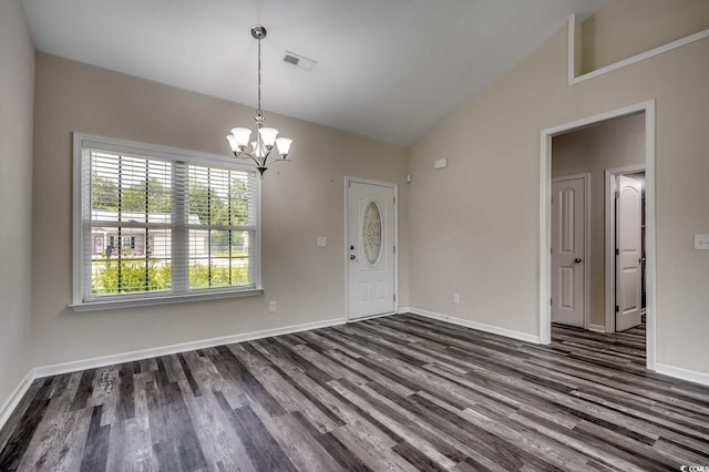 365 Lenox Dr, Conway, SC 29526 - entrance foyer with dark wood-style floors, a chandelier, and high vaulted ceiling
