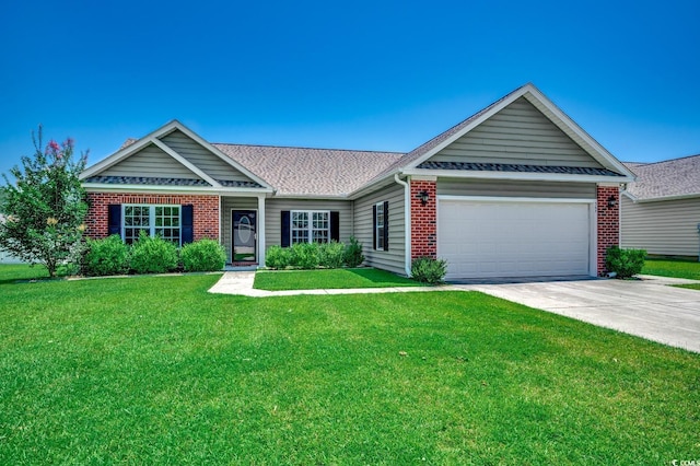 365 Lenox Dr, Conway, SC 29526 - ranch-style house featuring an attached garage, brick siding, and a front lawn