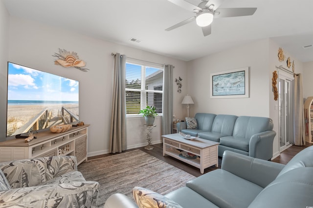 2438 Polaris Path, Myrtle Beach, SC 29577 - living room featuring ceiling fan and wood finished floors