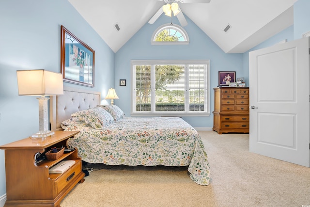 431 Huntington Lake Cir Unit 80, Pawleys Island, SC 29585 - bedroom featuring carpet, lofted ceiling, and ceiling fan