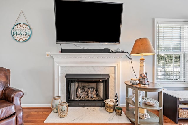 709 Triple Oak Ln, Garden City Beach, SC 29576 - detailed view of wood finished floors and a high end fireplace