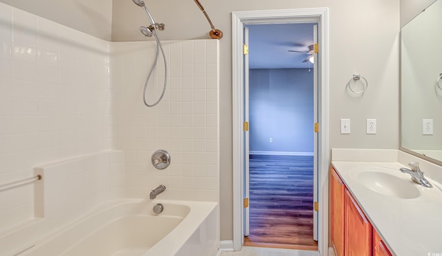 4524 E Walkerton Rd, Myrtle Beach, SC 29579 - full bathroom with shower / washtub combination, vanity, and a ceiling fan
