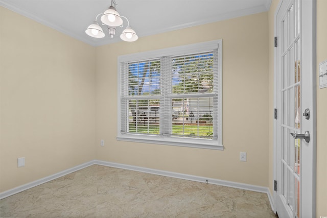 104 Ashton Cir, Myrtle Beach, SC 29588 - unfurnished room featuring ornamental molding and a chandelier