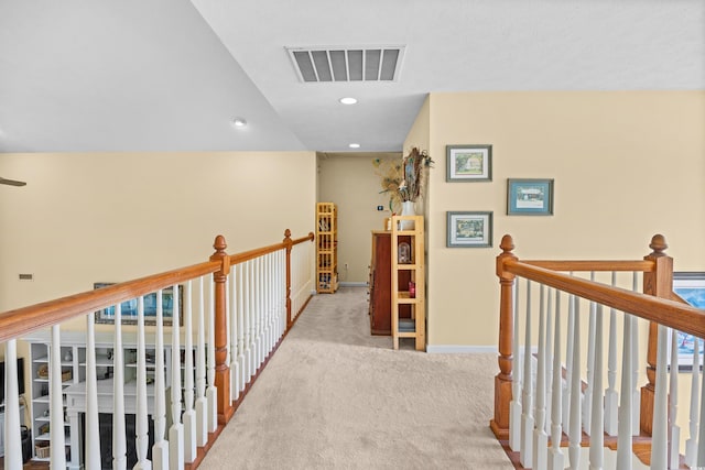 509 June Bug Ct, Myrtle Beach, SC 29588 - hall featuring an upstairs landing, carpet, and recessed lighting