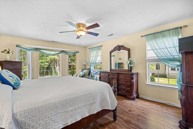 509 June Bug Ct, Myrtle Beach, SC 29588 - bedroom with multiple windows, wood finished floors, and a ceiling fan