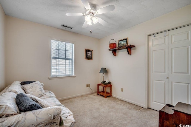 220 Gateway Dr, Little River, SC 29566 - living area with light carpet and a ceiling fan