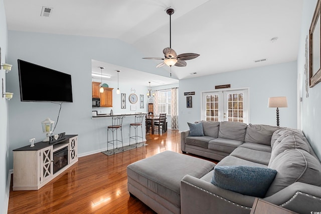 755 Wintercreeper Dr, Longs, SC 29568 - living area featuring vaulted ceiling, a ceiling fan, and wood finished floors