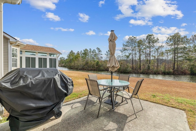 755 Wintercreeper Dr, Longs, SC 29568 - view of patio / terrace with outdoor dining area, area for grilling, and a water view
