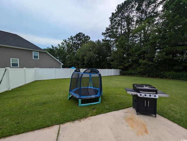 236 Haley Brooke Dr, Conway, SC 29526 - fenced backyard with a trampoline and a patio